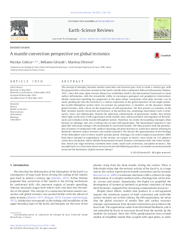 (PDF) A mantle convection perspective on global tectonics