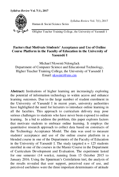 (PDF) Factors that Motivate Students' Acceptance and Use of Online ...