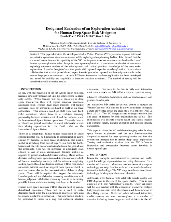 (PDF) Design and Evaluation of an Exploration Assistant for Human Deep ...
