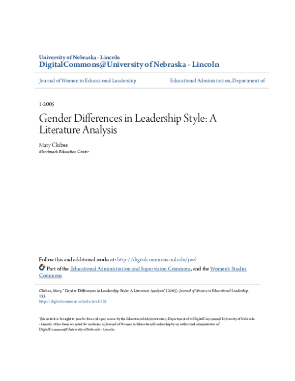 (PDF) Gender Differences in Leadership Style: A Literature Analysis