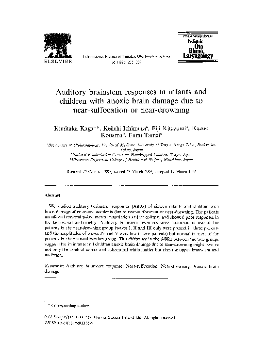 (PDF) Auditory brainstem responses in infants and children with anoxic ...