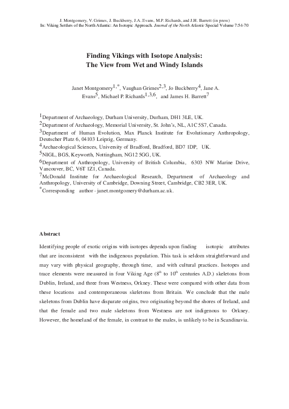 Finding Vikings with isotope analysis: The view from wet and windy islands