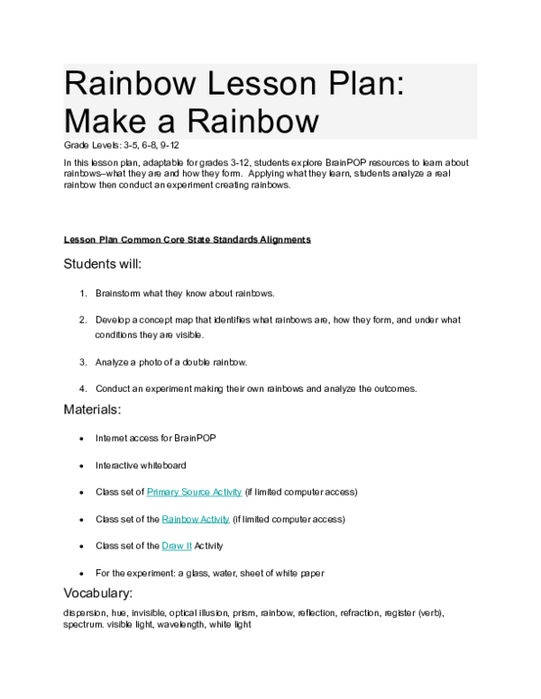 (DOC) Rainbow Lesson Plan Make a Rainbow Diaz Jevon Academia.edu
