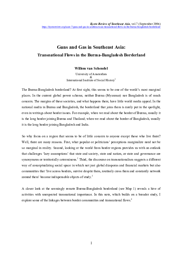 Guns and Gas in Southeast Asia: Transnational Flows in the Burma-Bangladesh Borderland (2006)