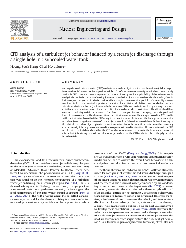 (PDF) CFD analysis of a turbulent jet behavior induced by a steam jet ...