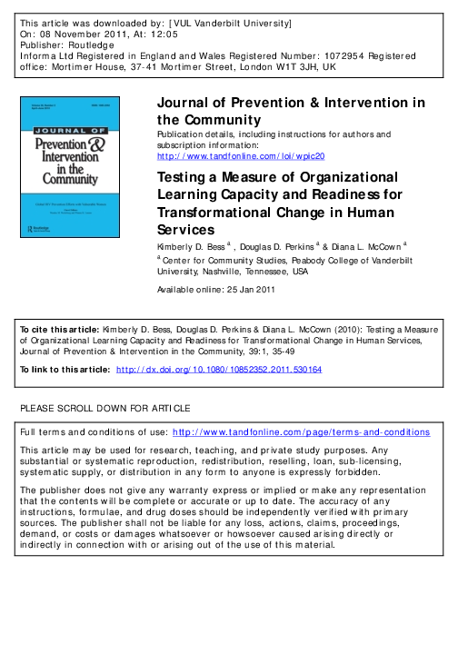 (PDF) Testing a Measure of Organizational Learning Capacity and ...