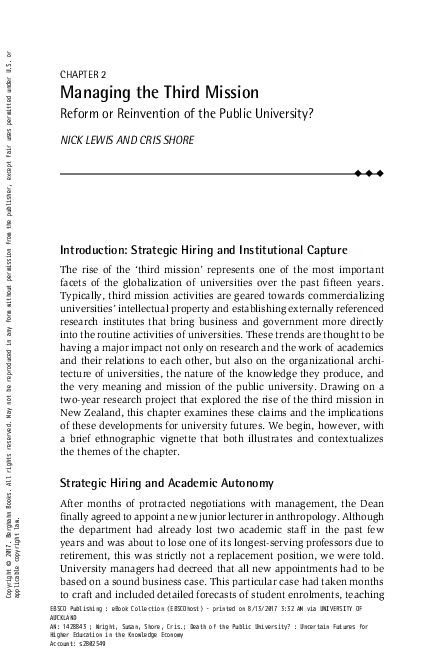 (PDF) Managing the Third Mission Introduction: Strategic Hiring and ...