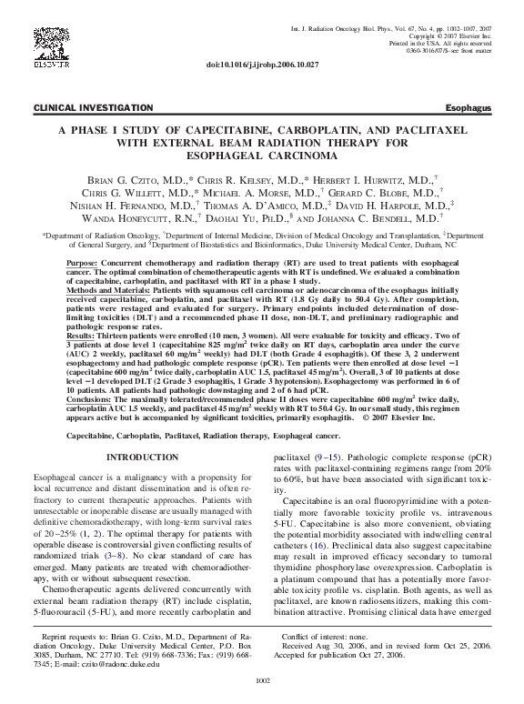 (PDF) A Phase I study of capecitabine, carboplatin, and paclitaxel with ...