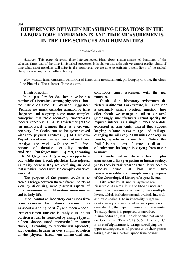 (PDF) DIFFERENCES BETWEEN MEASURING DURATIONS IN THE LABORATORY ...