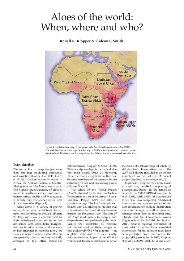 (PDF) Aloes of the world: when, where and who?