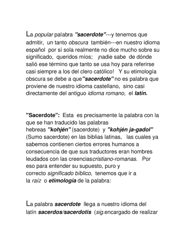 (DOC) ORIGEN DE LA PALABRA SACERDOTE