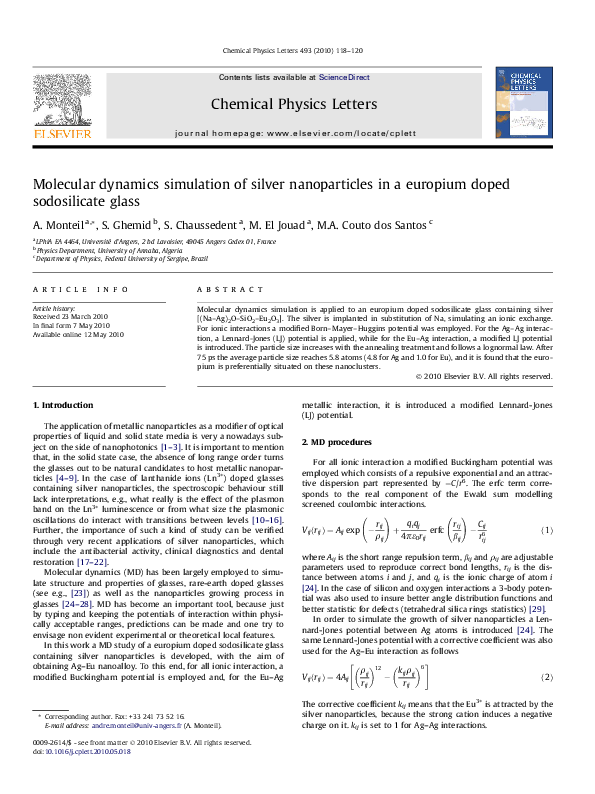 (PDF) Molecular dynamics simulation of silver nanoparticles in a ...