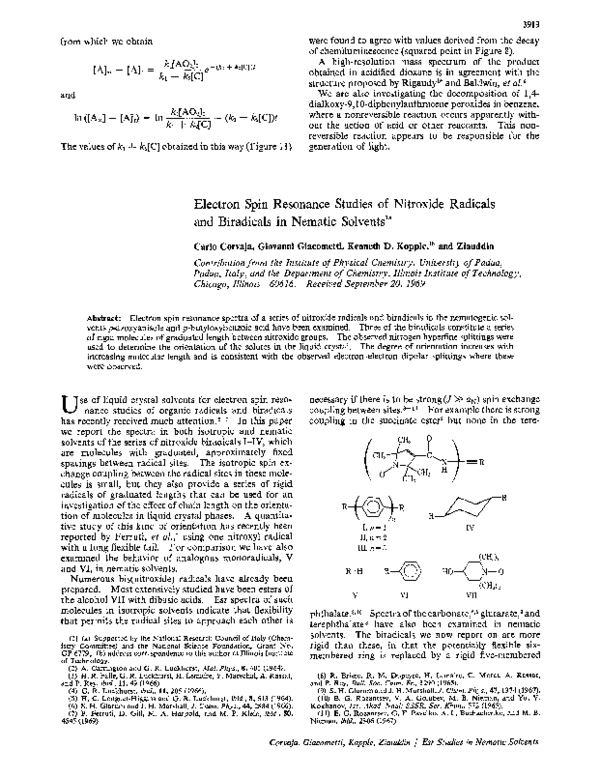 (PDF) Electron spin resonance studies of nitroxide radicals and ...