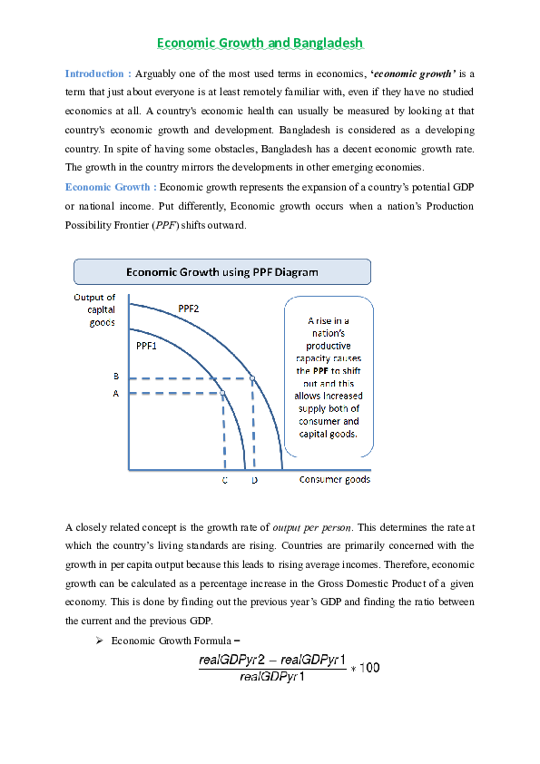 (DOC) Economic Growth and Bangladesh