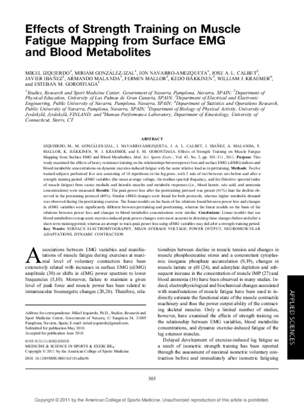 (PDF) Effects of Strength Training on Muscle Fatigue Mapping from ...