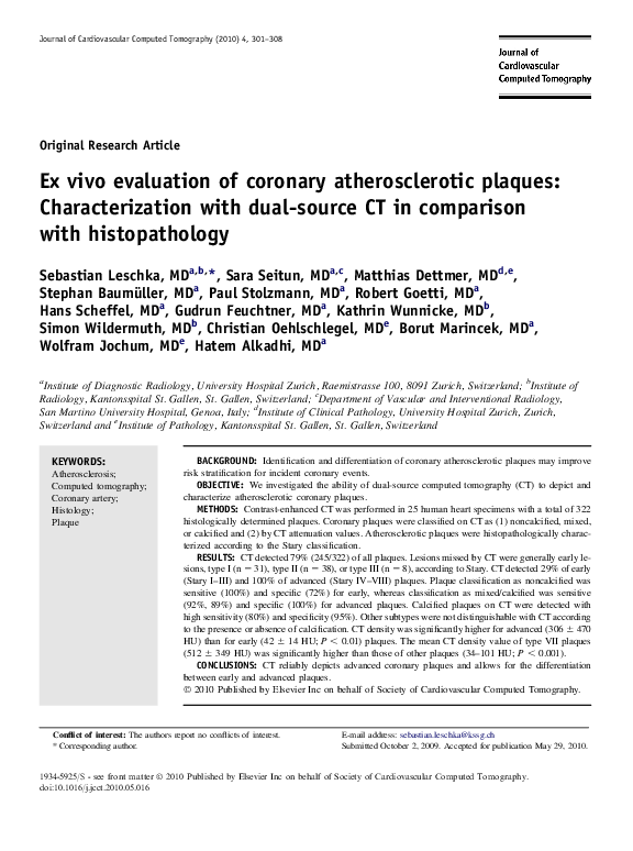 (PDF) Ex vivo evaluation of coronary atherosclerotic plaques ...
