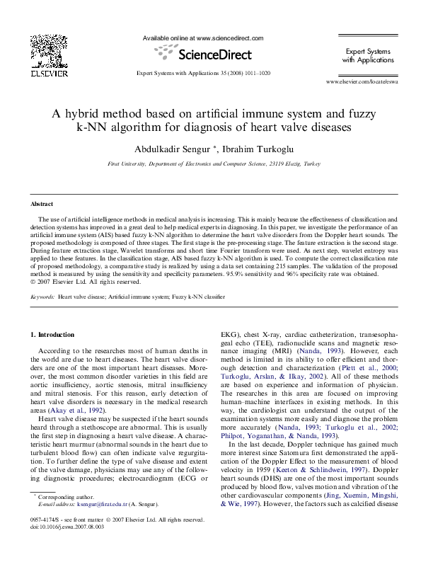 (PDF) A hybrid method based on artificial immune system and fuzzy k-NN ...