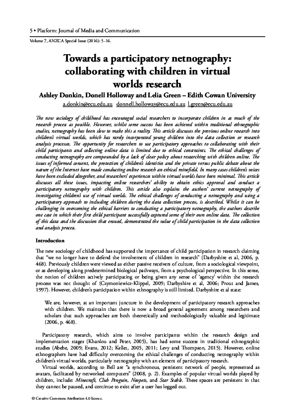 (PDF) Towards a participatory netnography: collaborating with children ...