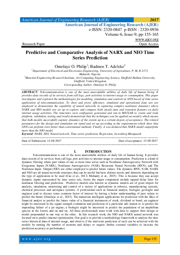  PDF Predictive And Comparative Analysis Of NARX And NIO Time Series