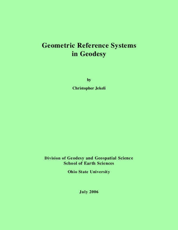 PDF) Geometric Reference Systems in Geodesy