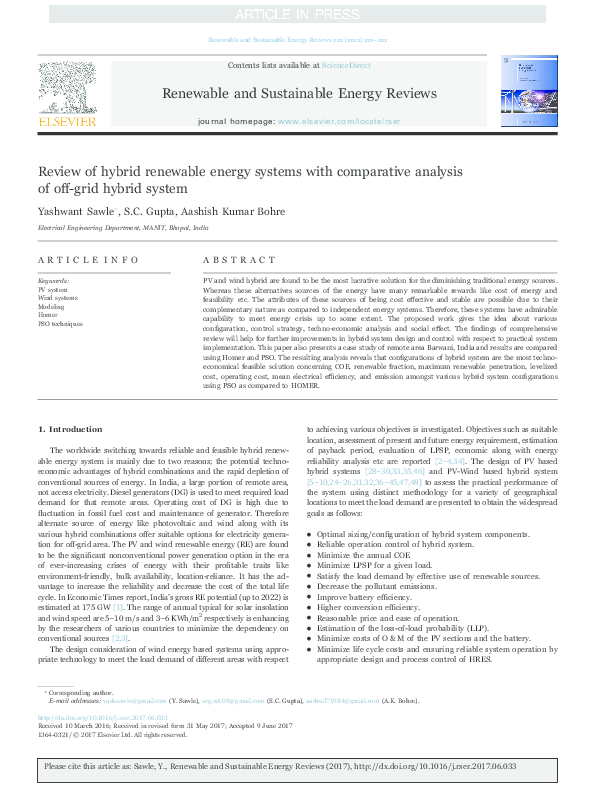 (PDF) Review of hybrid renewable energy systems with comparative ...