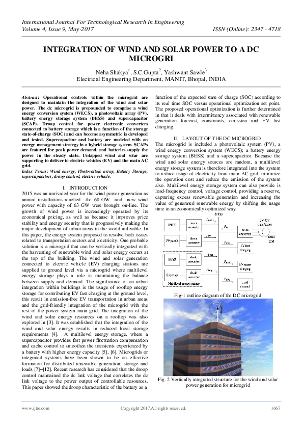 (PDF) INTEGRATION OF WIND AND SOLAR POWER TO A DC MICROGRI