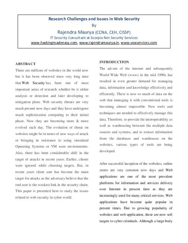 (PDF) Research Challenges and Issues in Web Security.pdf