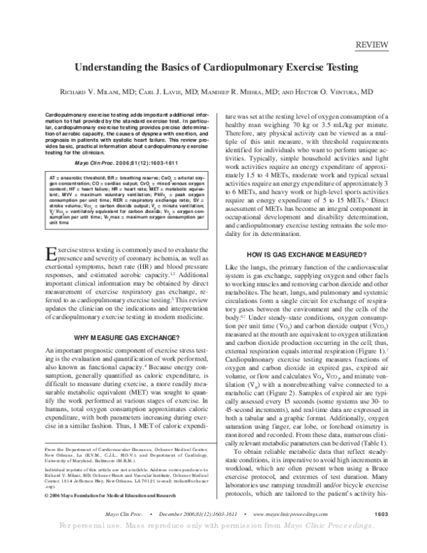(PDF) Understanding the Basics of Cardiopulmonary Exercise Testing