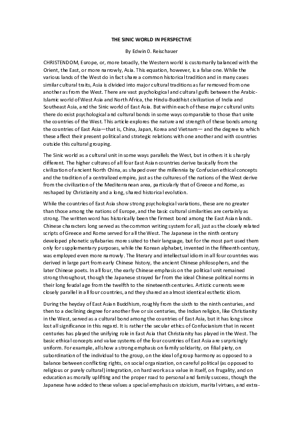 (DOC) The sinic world in perspective