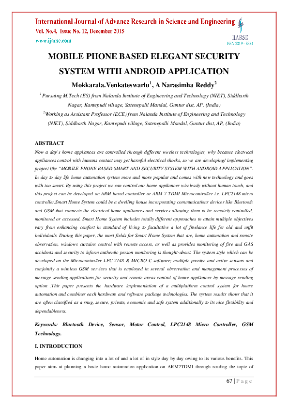 (PDF) MOBILE PHONE BASED ELEGANT SECURITY SYSTEM WITH ANDROID APPLICATION