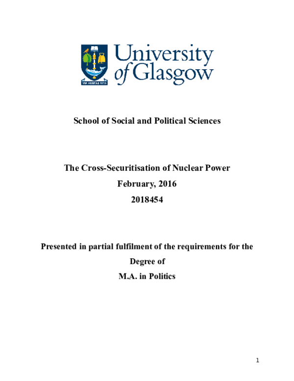 (DOC) The Cross-Securitisation of Nuclear Power: Undergraduate dissertation