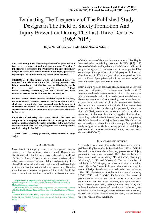 (PDF) Evaluating The Frequency of The Published Study Designs in The ...