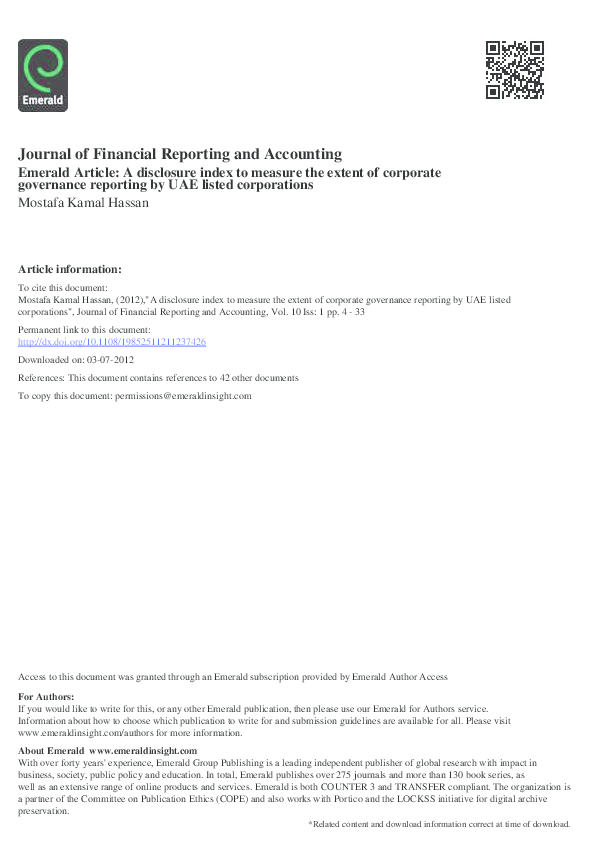  pdf journal of financial reporting and accounting emerald article a