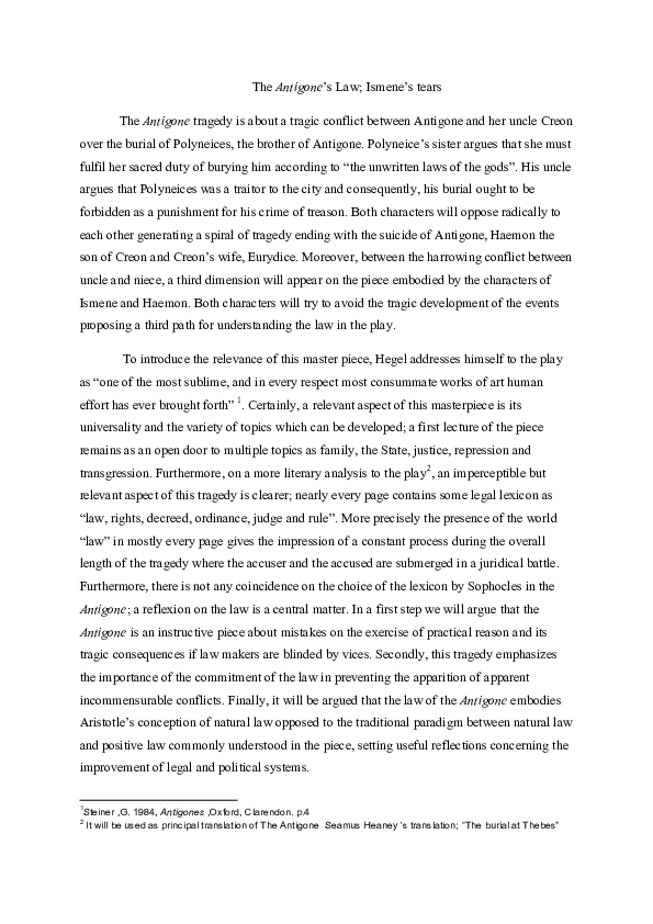 Antigone essay tragic hero image