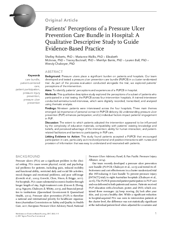 (PDF) Patients' Perceptions of a Pressure Ulcer Prevention Care Bundle ...