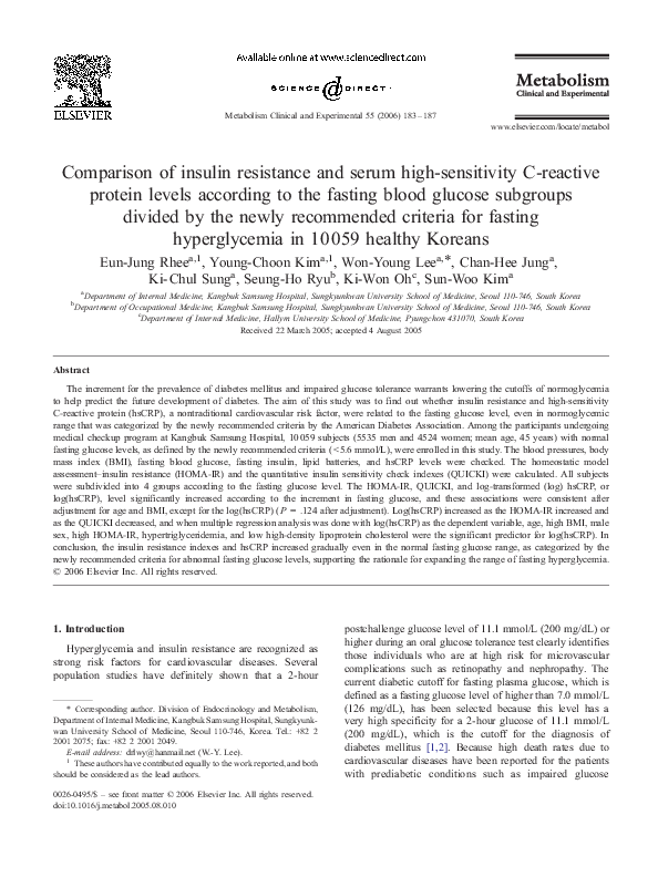 (PDF) Comparison of insulin resistance and serum high-sensitivity C ...
