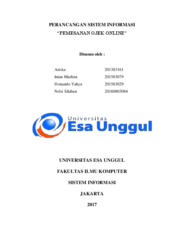 Pdf Makalah Sistem Informasi Pemesanan Ojek Online Nelsi Silaban Academia Edu