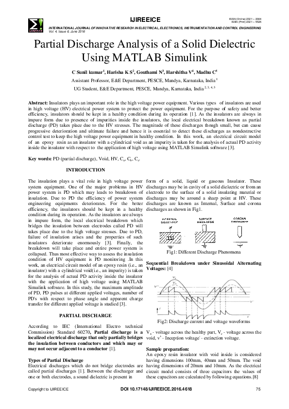 (PDF) Partial Discharge Analysis of a Solid Dielectric Using MATLAB ...