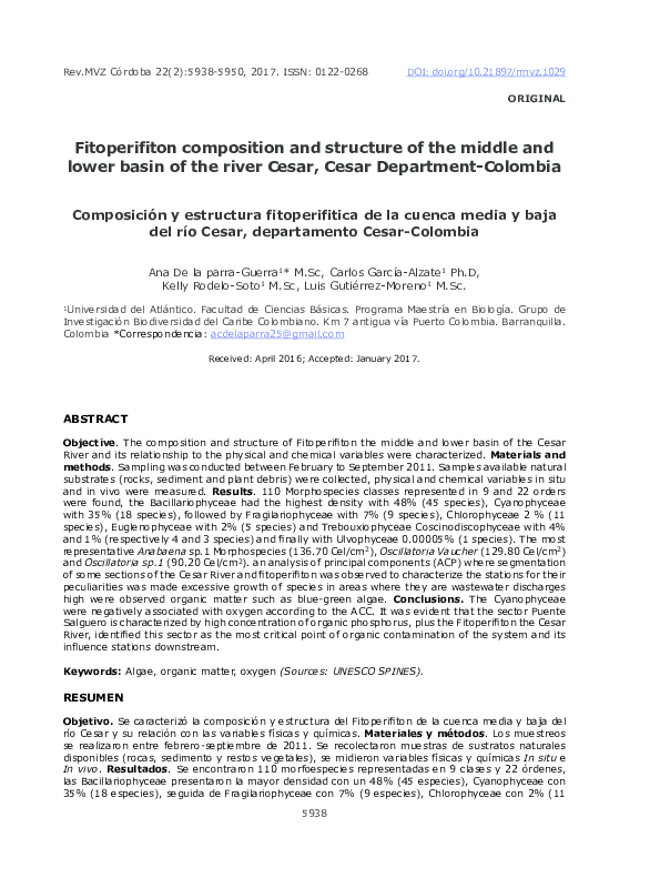 (PDF) Fitoperifiton composition and structure of the middle and lower ...