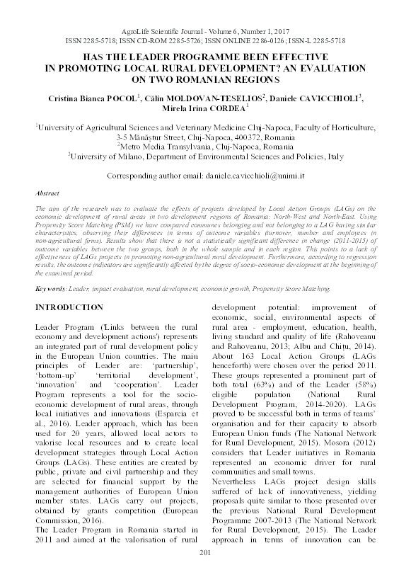(PDF) HAS THE LEADER PROGRAMME BEEN EFFECTIVE IN PROMOTING LOCAL RURAL ...