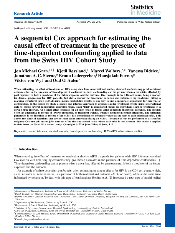 (PDF) A sequential Cox approach for estimating the causal effect of