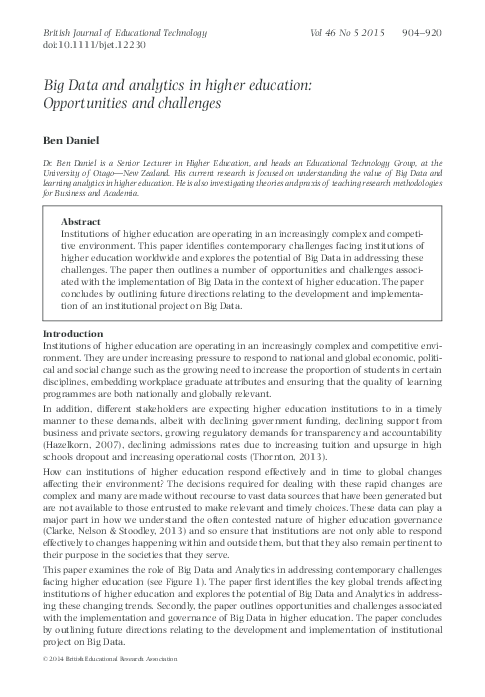 (PDF) Big Data and analytics in higher education: Opportunities and ...