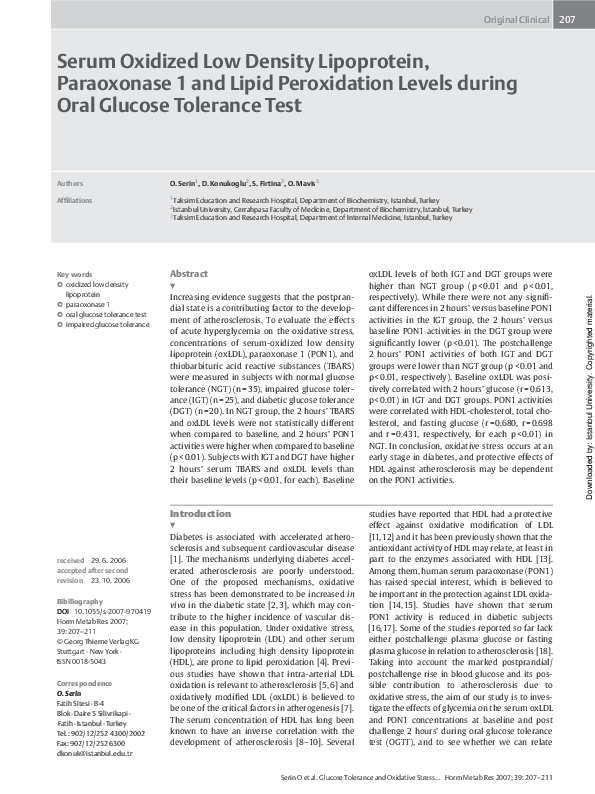 (PDF) Serum Oxidized Low Density Lipoprotein Dildar Konukoğlu