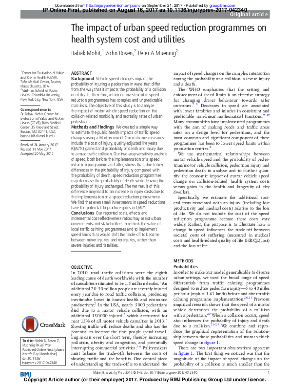(PDF) The impact of urban speed reduction programmes on health system ...