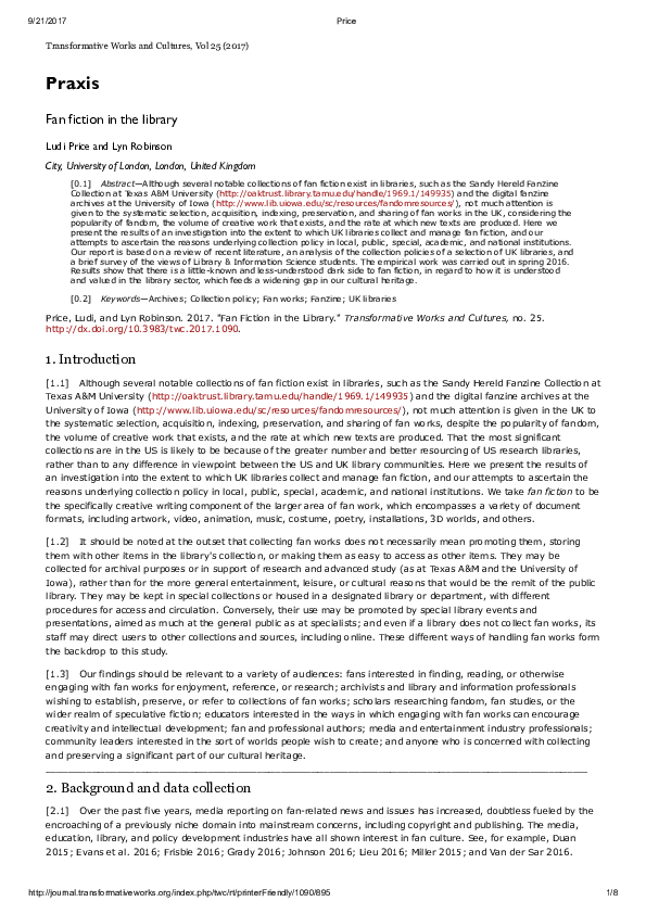 (PDF) Fan fiction in the library