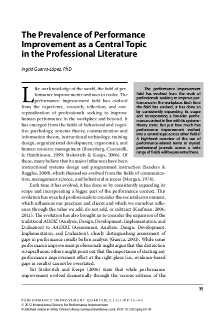 (PDF) The prevalence of performance improvement as a central topic in ...