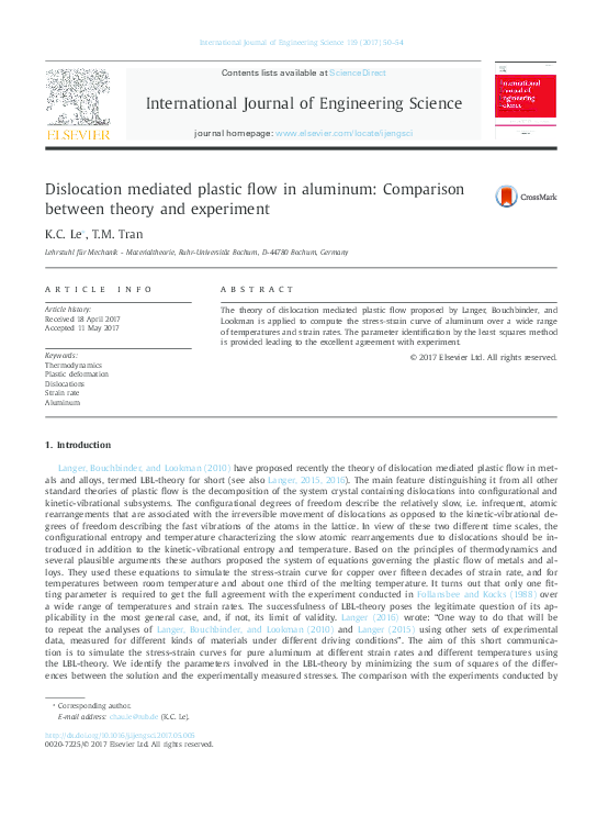 (PDF) Dislocation mediated plastic flow in aluminum: Comparison between ...