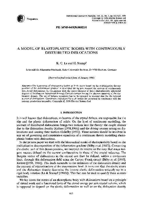 (PDF) A model of elastoplastic bodies with continuously distributed ...