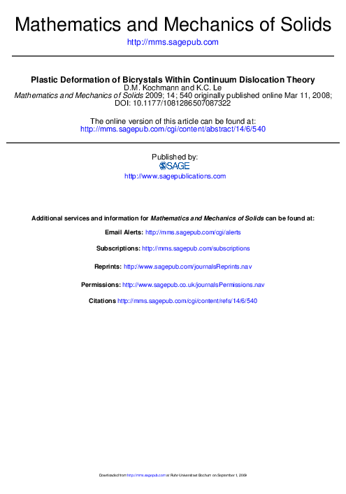 (PDF) Plastic deformation of bicrystals within continuum dislocation theory