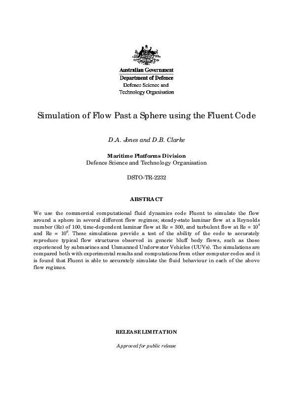 (PDF) Simulation of Flow Past a Sphere using the Fluent Code